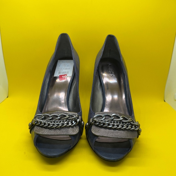 GUESS HEELS, SZ.10, BLUE/GRAY like new. Good leath - Picture 3 of 5
